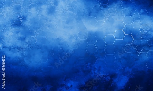 Hexagonal pattern over abstract blue background