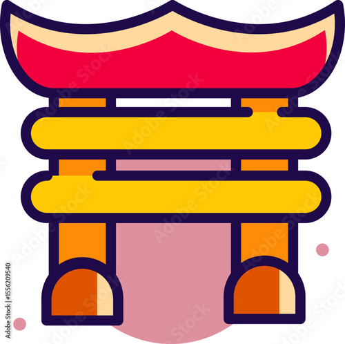 Vibrant Illustration of a Traditional Japanese Torii Gate