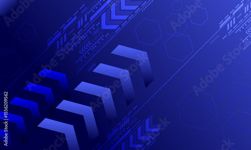 blue arrow shapes line circuit cyberspace abstract high technology background