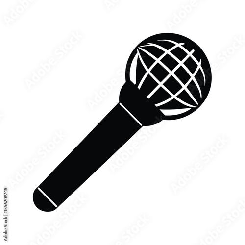 Abstract Black and White Microphone Icon, Minimalist Vector Graphic, Perfect for Podcast, Music, Radio, Tech, and Communication Design Projects