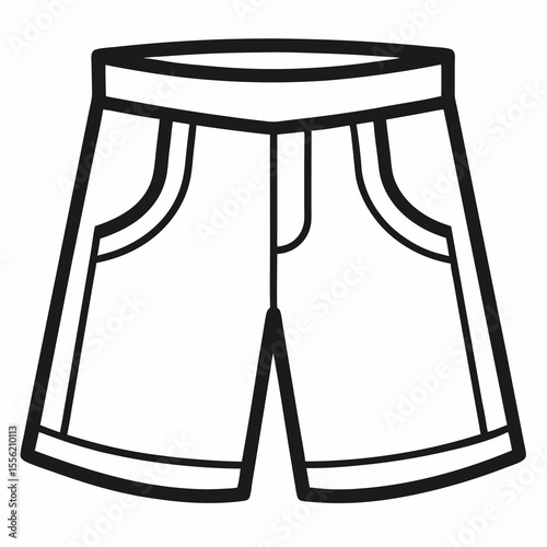 Simple Line Art Illustration of a Pair of Casual Shorts Fashion Design Element for Apparel Textile or Website