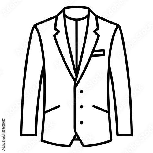Classic Blazer Line Art Thin Black Outline Drawing of a Men s Suit Jacket