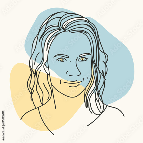 Woman with long hair and glamorous style vector illustration showing beauty and fashion in a stylish sketch drawing
