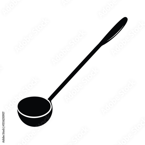 Minimalist Ladle Illustration, Long Handle, Black and White Vector, Clean Style, Culinary Icon for Blogs, Websites, and Kitchenware Design