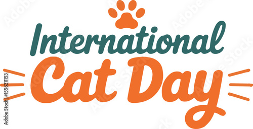 International Cat Day celebration with paw prints feline