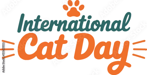 Obraz International Cat Day celebration with paw prints feline