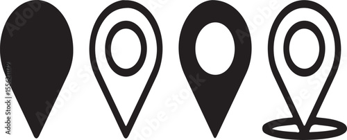 Location pin icons black and white marker navigation