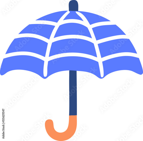Blue Umbrella with Stripes – Minimal Weather Icon