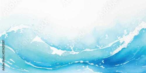 Light Blue and White Watercolor Ocean Texture with Flowing Misty Layers and Delicate Brush Details for Calm and Serene Seaside Design Projects. 