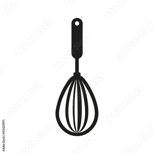 Minimalist Kitchen Whisk Icon, Black and White Vector, Modern Baking Symbol, Clean Elegant Design for Culinary Branding and Design Projects