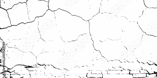  white textured wall with cracks and brick foundation, creating a distressed and   some dark spots,  textured appearance. it looks aged