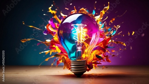 Lightbulb Explodes With Creative Color Burst