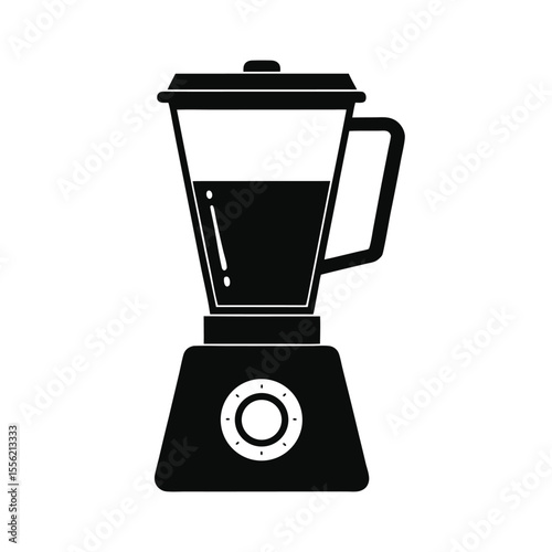 Minimalist blender icon, black and white kitchen appliance vector, healthy lifestyle, modern graphic, clean lines for culinary branding