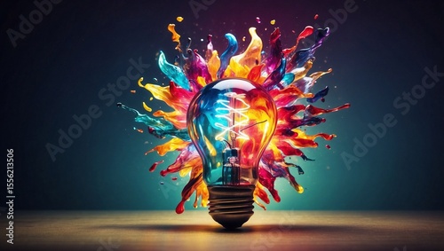 Colorful Energy Flares From Bright Bulb