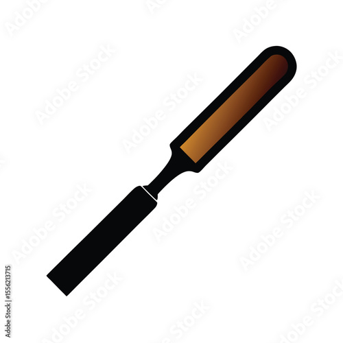 Wood carving tool icon, simple black and brown vector, minimalist DIY or craft tool, clean and professional for websites or print
