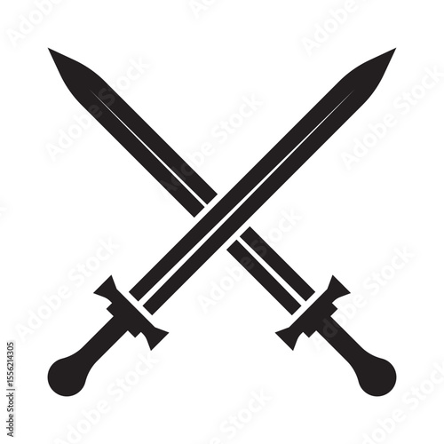 Two Crossed Swords Icon Flat Graphic Design