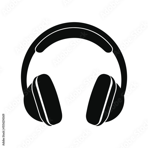 Over-ear headphones icon, simple black and white design, clean audio tech vector for music, apps, branding, or modern websites