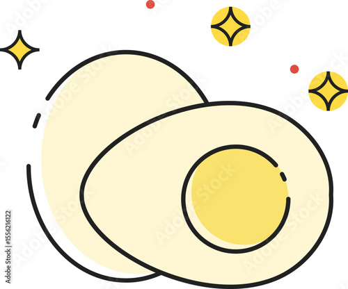 Fresh Hard-Boiled Eggs Healthy Breakfast Food Illustration