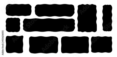 Set of wavy organic rectangles and squares vector illustration