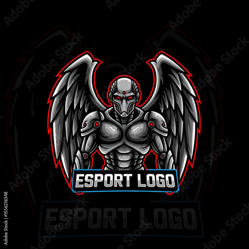 Futuristic Angel Robot Mascot Esport Logo Design for Gaming Teams