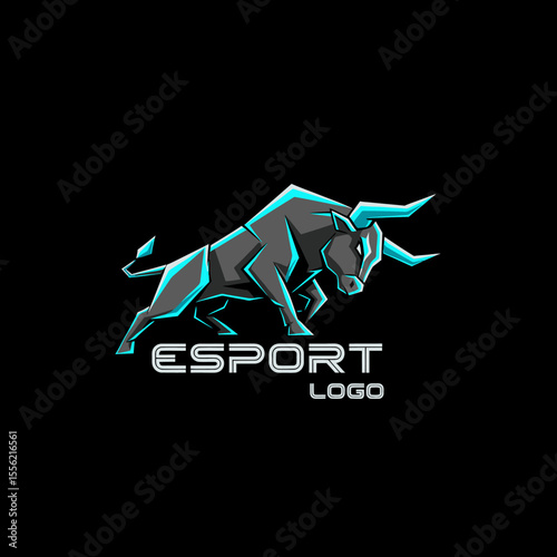 Aggressive Bull Mascot Esport Logo Design for Gaming Teams