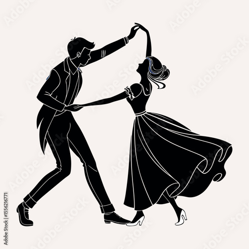 Couple are dancing silhouette vector