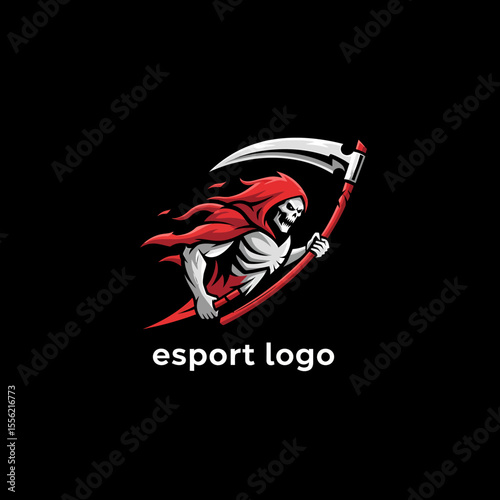 Fierce Grim Reaper Esport Logo Design Mascot Character with Scythe