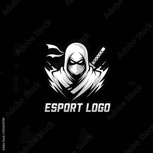 Esports Logo Ninja Warrior Character Design with Sword