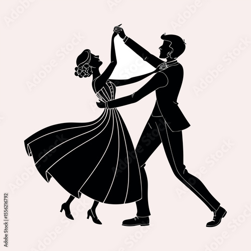 Couple are dancing silhouette vector