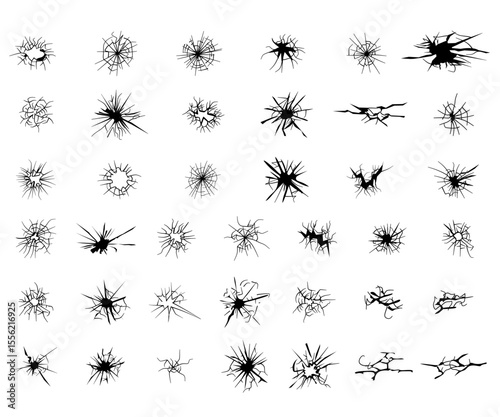 Cracked Hole glass floor collection of hand drawn crack punch effect broken wall glass