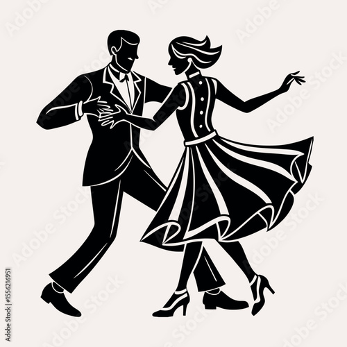 Couple are dancing silhouette vector