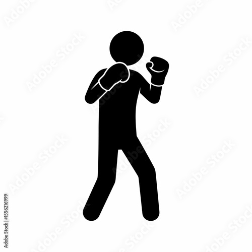 Boxing silhouette fighter in stance ready to punch combat sport illustration