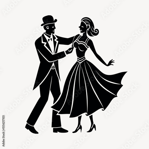 Couple are dancing silhouette vector