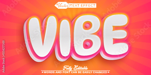 Cartoon Retro Pink Vibe Vector Editable Text Effect Template