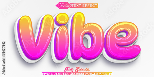Cartoon Retro Pink Vibe Vector Editable Text Effect Template