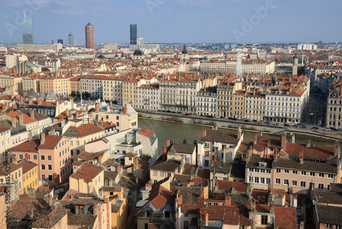 Le Vieux Lyon et la Saône, vus depuis le belvédère de la Montée du Chemin Neuf