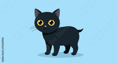 Cute black cat vector illustration for pet lovers in flat style