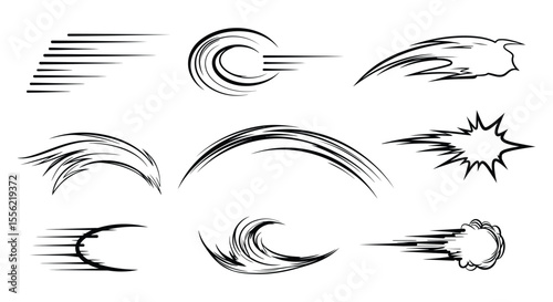 Dynamic Speed Lines and Motion Trails Vector Set for Fast Action, Comic Effects, and Impact Designs