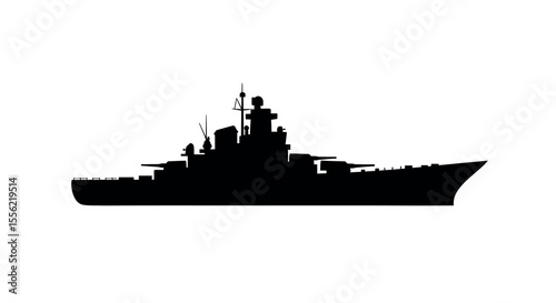 Navy battleship silhouette vector illustration for military-themed designs