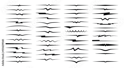 Extensive Collection of Abstract and Wavy Horizontal Line Dividers and Underlines Isolated on White Background – Ideal for Modern Text Accents, Web Design, and Creative Graphics