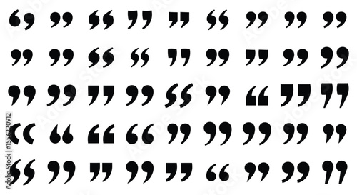 Extensive Collection of Diverse Quotation Mark Styles and Speech Marks Isolated on White Background – Ideal for Typography, Communication, and Editorial Designs