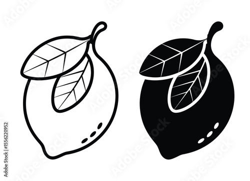 A minimalist logo design featuring two lemon illustrations side by side
