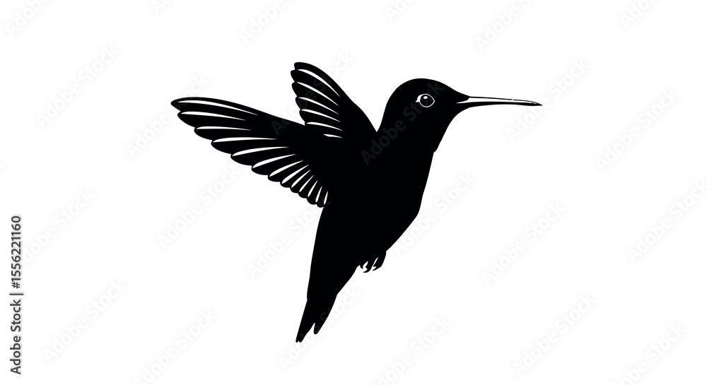 Obraz premium Silhouette vector illustration of hummingbird for nature design