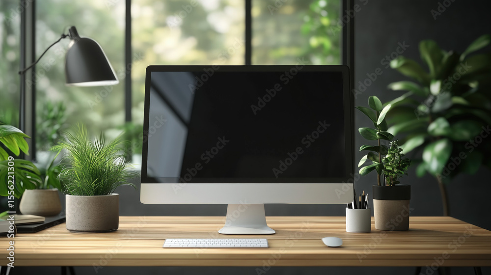 Fototapeta premium an office workspace with modern minimalist