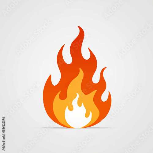 Paper Cut Style Fire Flame on White

