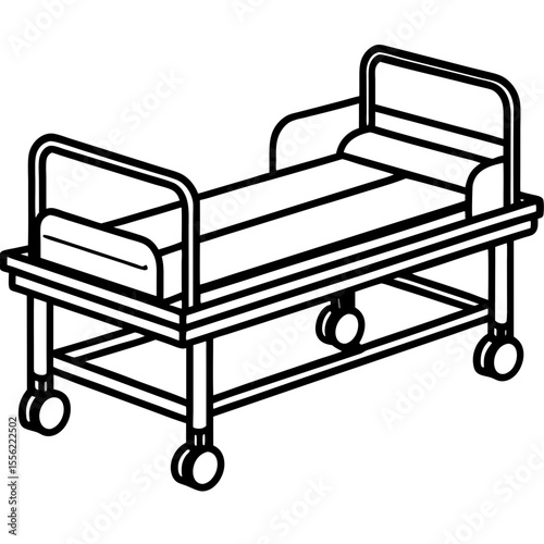Isometric Medical Bed Illustration