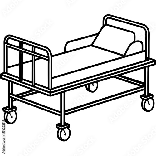 Isometric Medical Bed Illustration