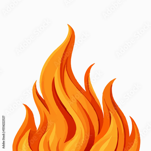 Paper Cut Style Fire Flame on White

