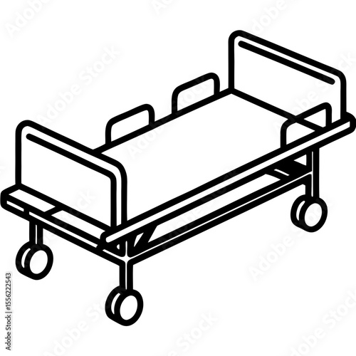 Isometric Medical Bed Illustration