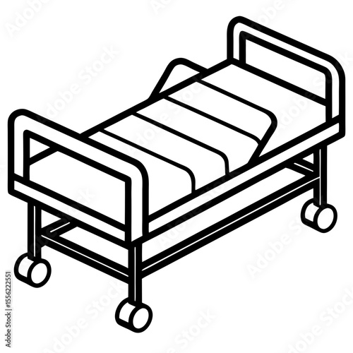 Isometric Medical Bed Illustration